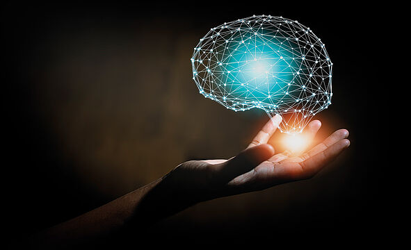 Image d'un cerveau dans une main